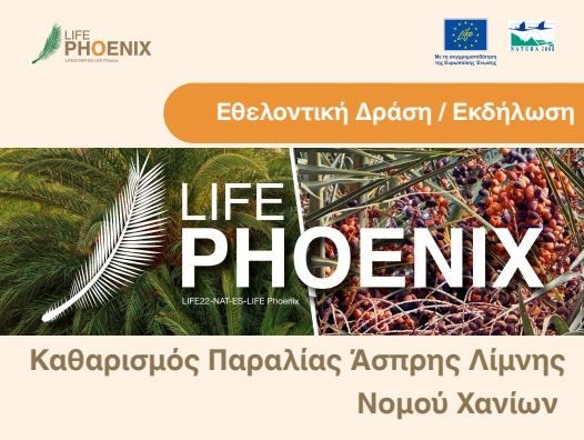 Εθελοντική δράση καθαρισμού παραλίας Άσπρης Λίμνης Δήμου Κισσάμου στο πλαίσιο του έργου LIFE Phoenix